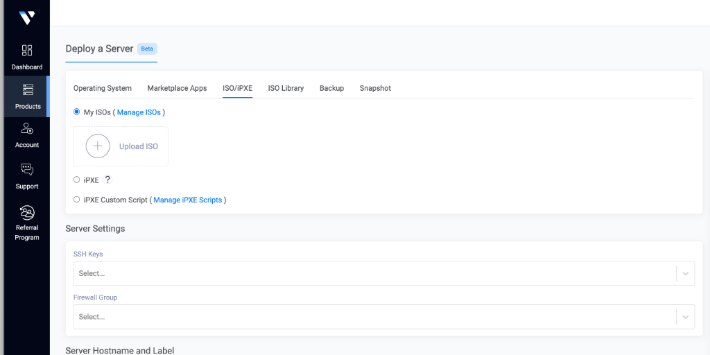 Vultr Add ISO Interface